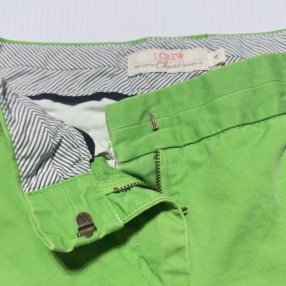 J.Crew Broken In Chino Classic Twill Shorts Womens Size 4 Green 3” Inseam